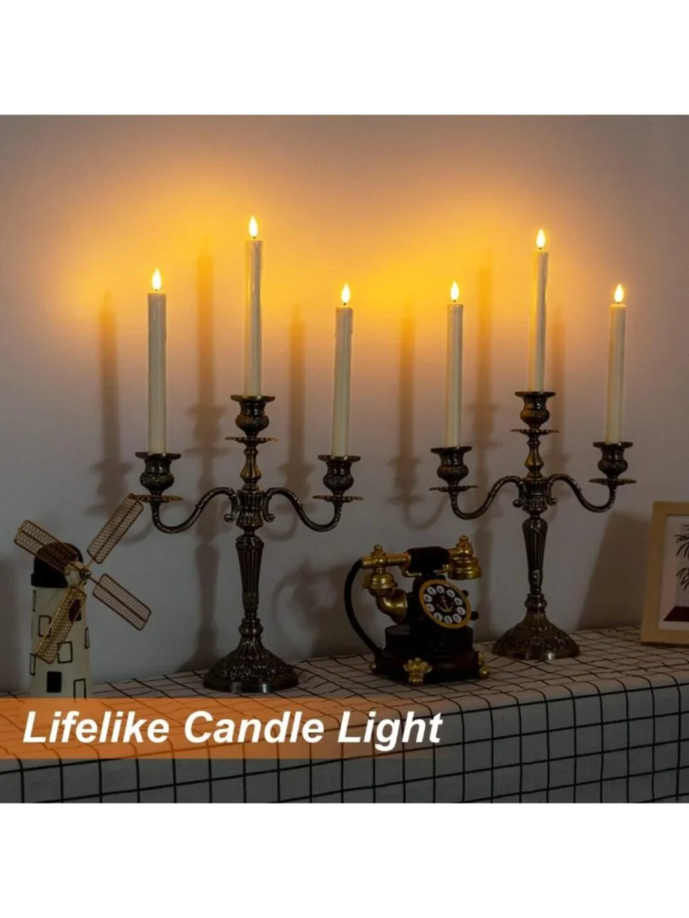 48 Pcs Flameless Taper Candles with Remote & Timer, Battery Operated LED Ivory